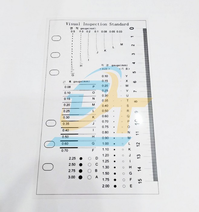 Thẻ đo lường (Film gauge) trong suốt tiêu chuẩn Visual Inspection Standard
