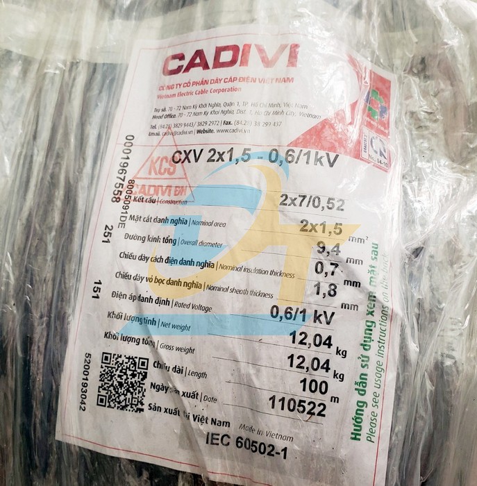 Dây cáp điện Cadivi CXV 2x1.5 - 0.6/1kV  Cadivi | Giá rẻ nhất - Công Ty TNHH Thương Mại Dịch Vụ Đạt Tâm