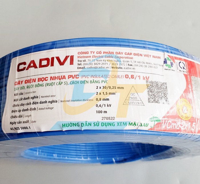 Dây điện đôi mềm Cadivi Vcmd 2x1.5  Cadivi | Giá rẻ nhất - Công Ty TNHH Thương Mại Dịch Vụ Đạt Tâm