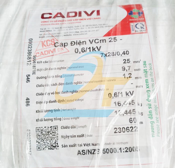 Dây điện đơn mềm Cadivi VCm 25 - 0.6/1kV  Cadivi | Giá rẻ nhất - Công Ty TNHH Thương Mại Dịch Vụ Đạt Tâm