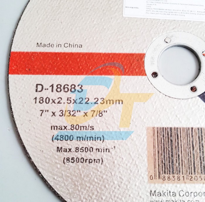 Đá cắt kim loại 180x2.5x22.23mm Makita D-18683  Makita | Giá rẻ nhất - Công Ty TNHH Thương Mại Dịch Vụ Đạt Tâm