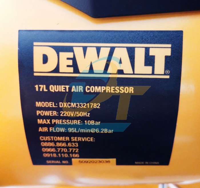 Máy nén khí không dầu 17L Dewalt DXCM3321782  DEWALT | Giá rẻ nhất - Công Ty TNHH Thương Mại Dịch Vụ Đạt Tâm