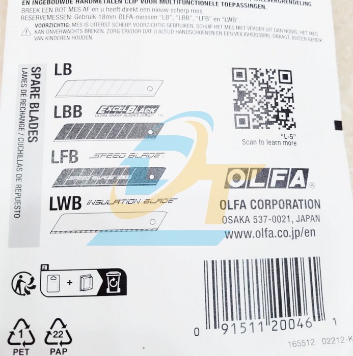 Dao cắt kỹ thuật 18mm Olfa L-5  OLFA | Giá rẻ nhất - Công Ty TNHH Thương Mại Dịch Vụ Đạt Tâm